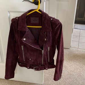 Blank NYC Size S Suede Leather jacket burgundy